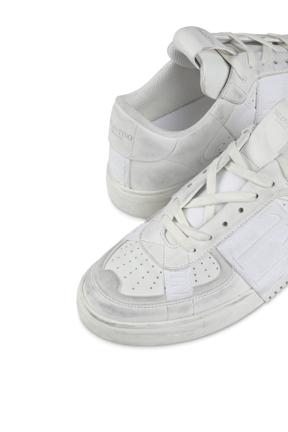 Low-Top Sneakers With Bands in White Leather VALENTINO