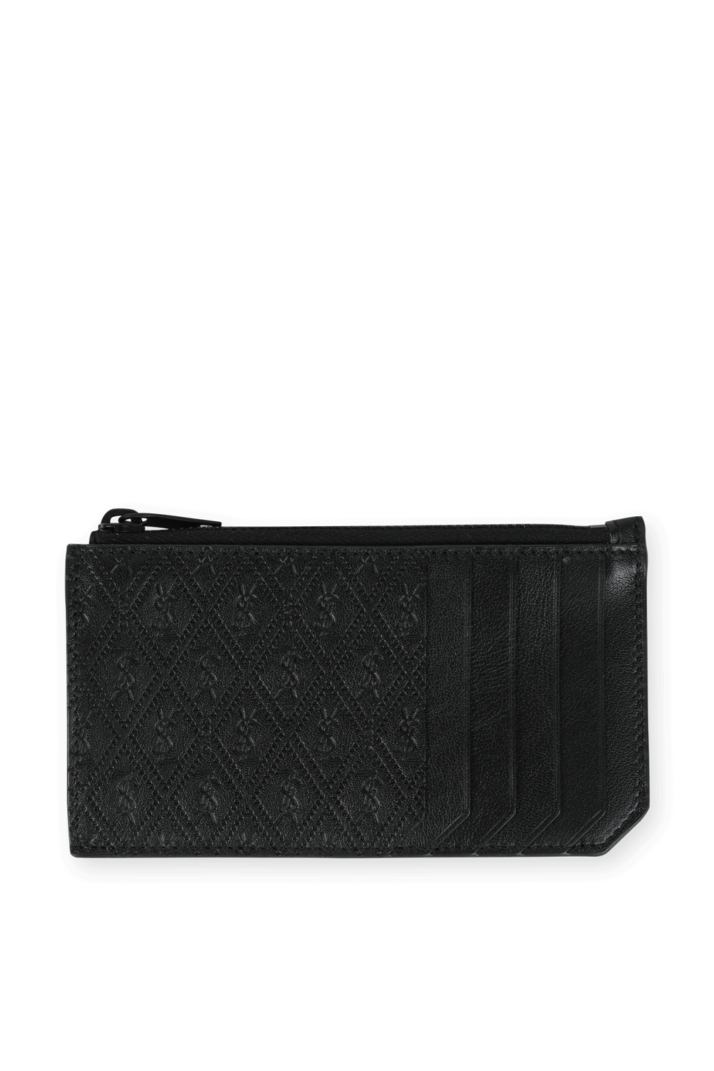 Zipped Card Case in Black  Leather SAINT LAURENT