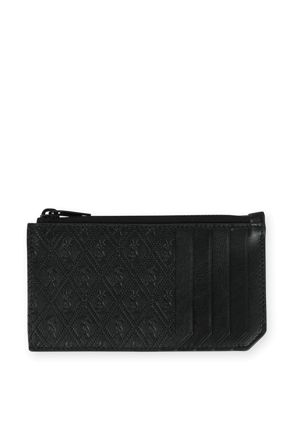 תמונה קידמית של Zipped Card Case in Black  Leather