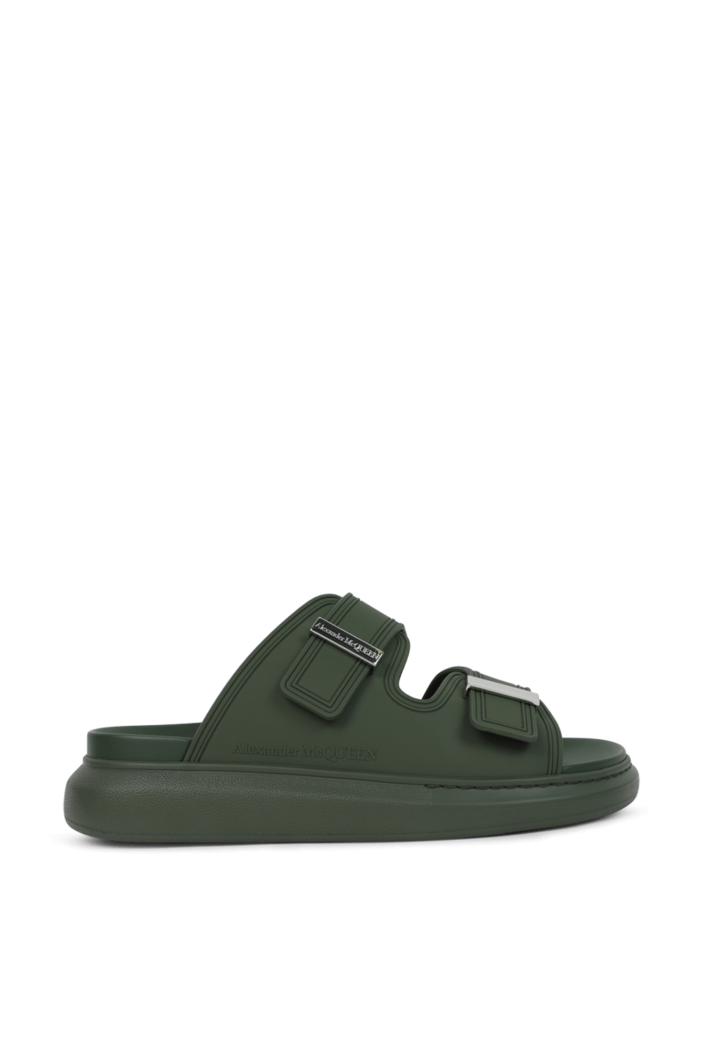 תמונה קידמית של סנדלי גומי ירוקים