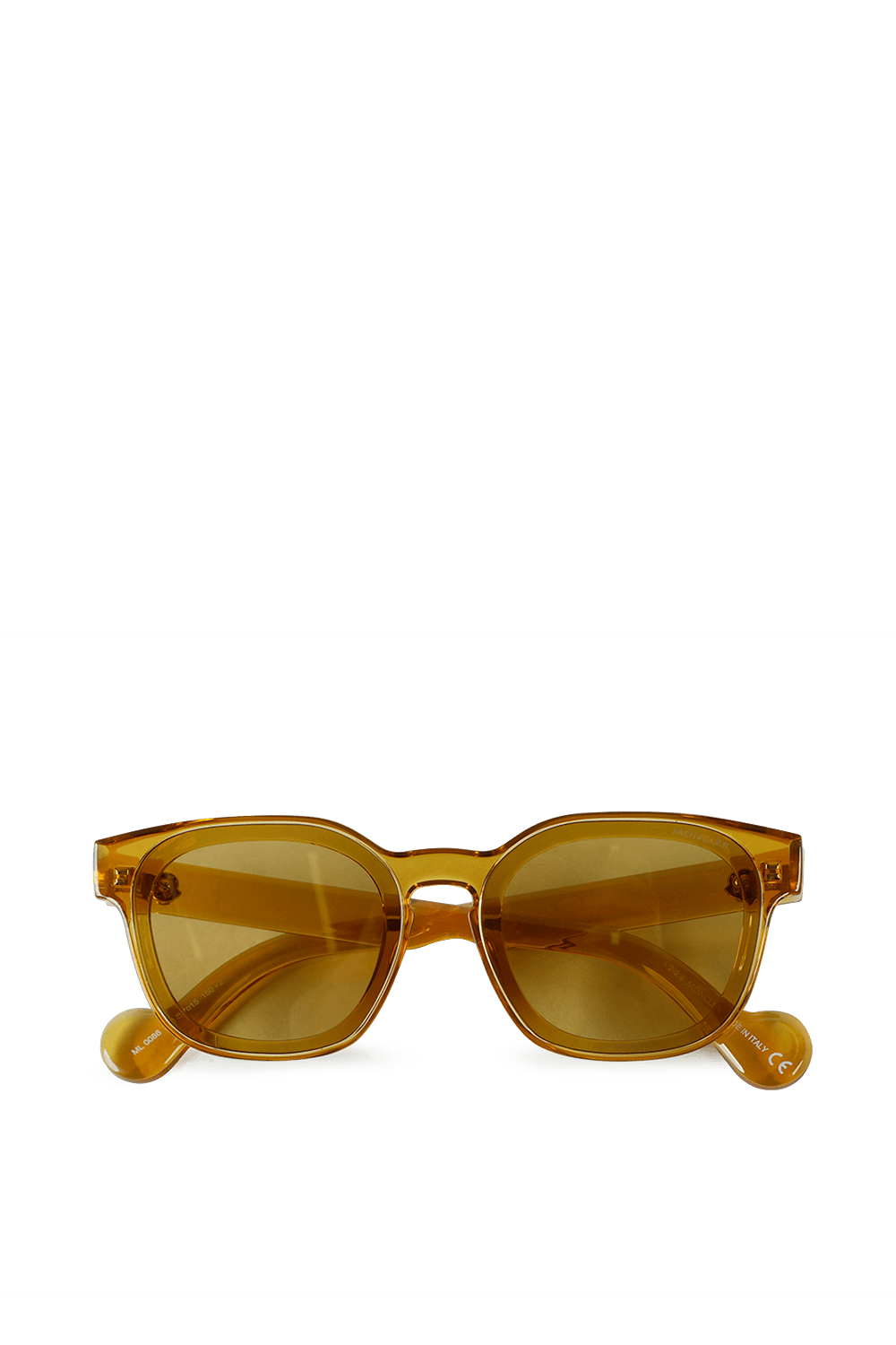 תמונה קידמית של משקפי שמש בגוון חום בהיר עם עדשות שקופות