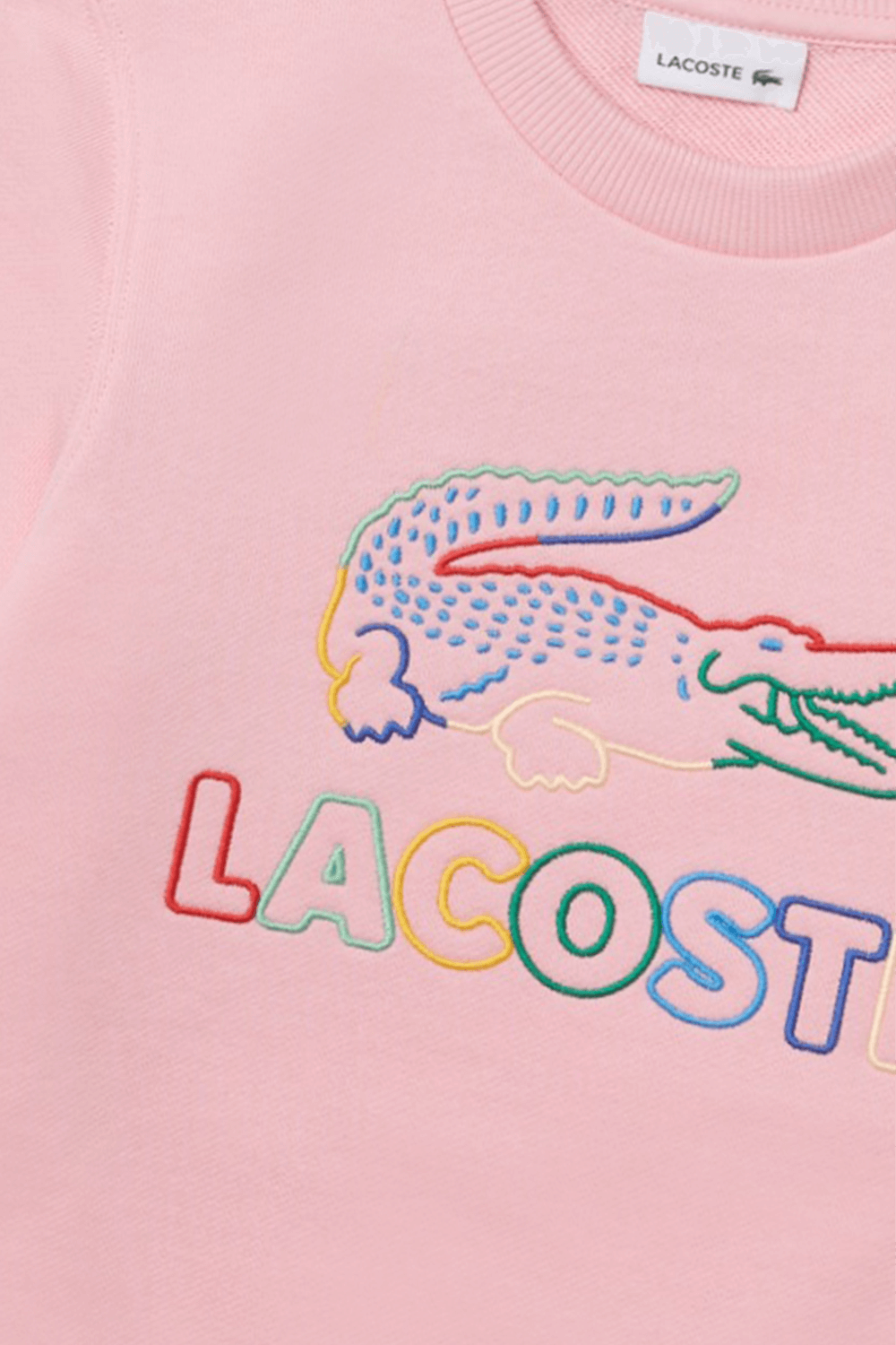 סווטשירט ורוד עם לוגו צבעוני רקום LACOSTE KIDS