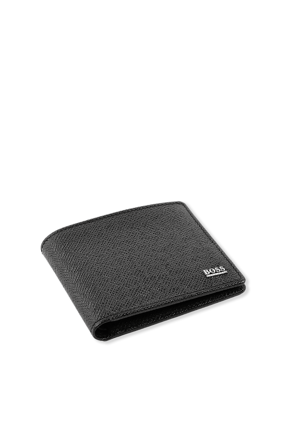 Signature Grainy Leather 6 cc Wallet In Black  BOSS