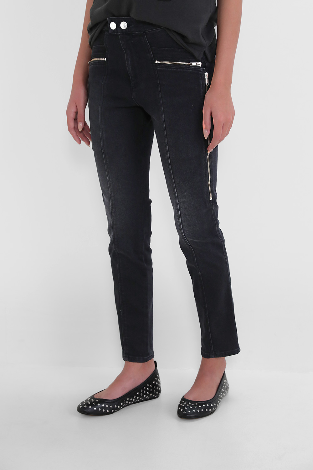 תמונת דוגמן קידמית של מכנסי ג'ינס פרזי סקיני