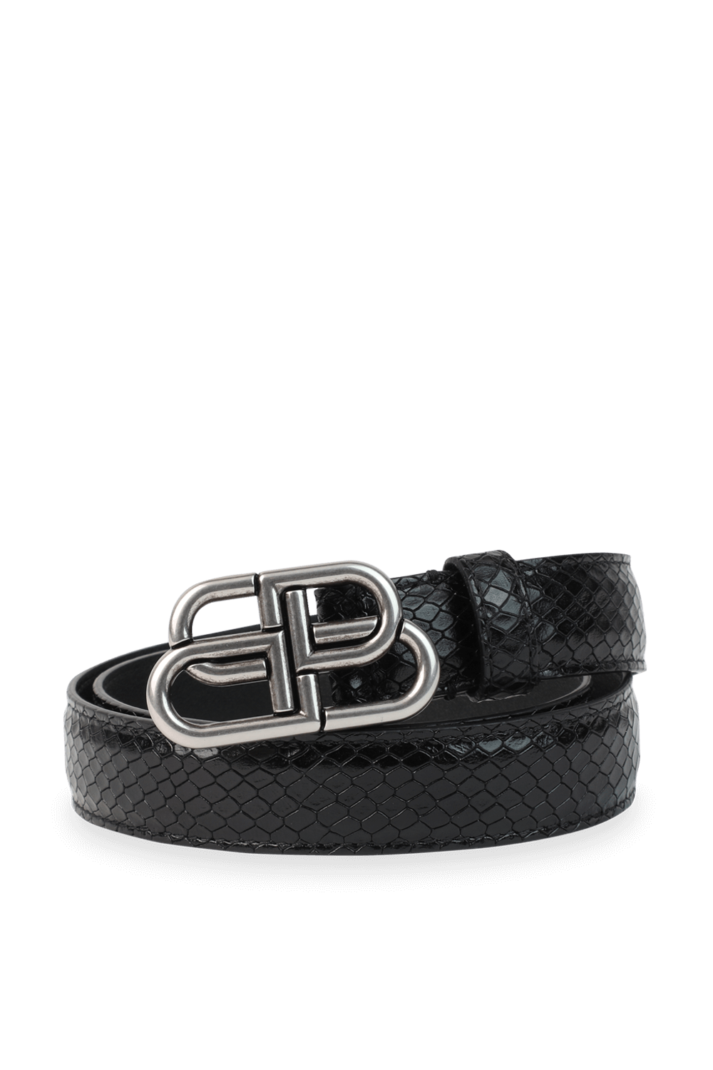BB Monogram Leather Belt in Black BALENCIAGA