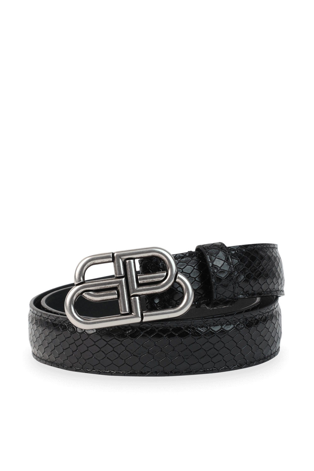 תמונה קידמית של BB Monogram Leather Belt in Black