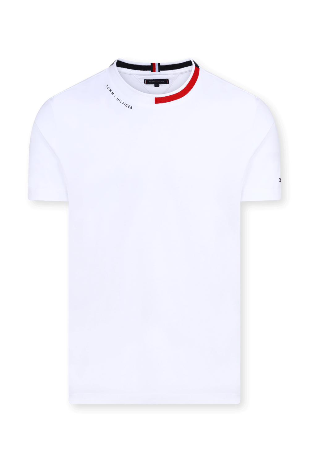 חולצת טי לבנה עם צווארון קולור-בלוק TOMMY HILFIGER