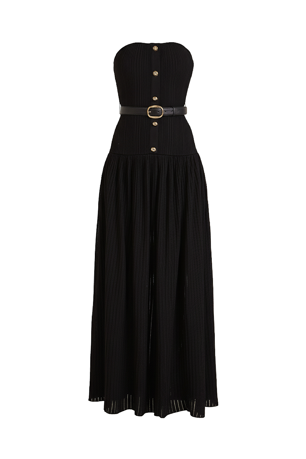 תמונה קידמית של שמלת סריג סטרפלס