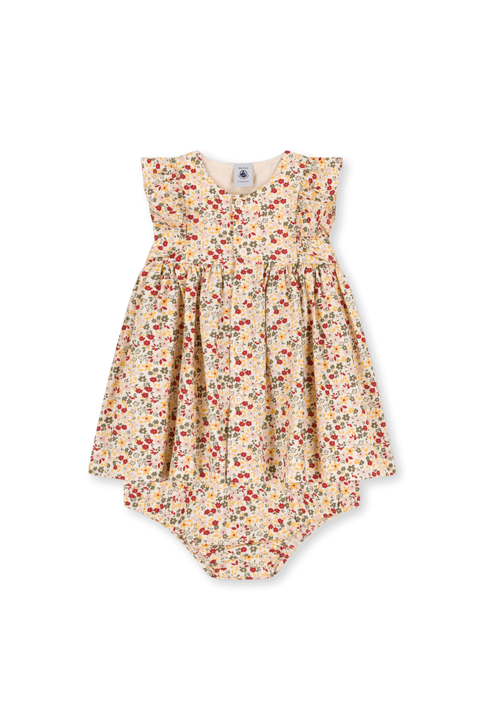 שמלה פרחונית צבעונית עם תחתונים - 3-12 חודשים PETIT BATEAU
