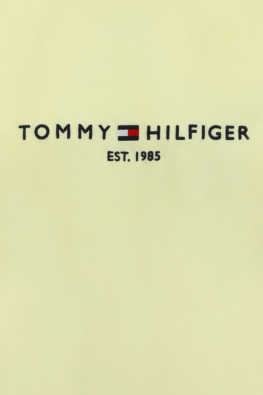 תמונה אחורית של טישירט בגוון צהוב בננה עם לוגו רקום