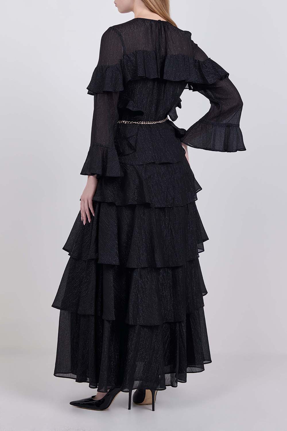 תמונת דוגמן אחורית של שמלת מקסי מלמלות