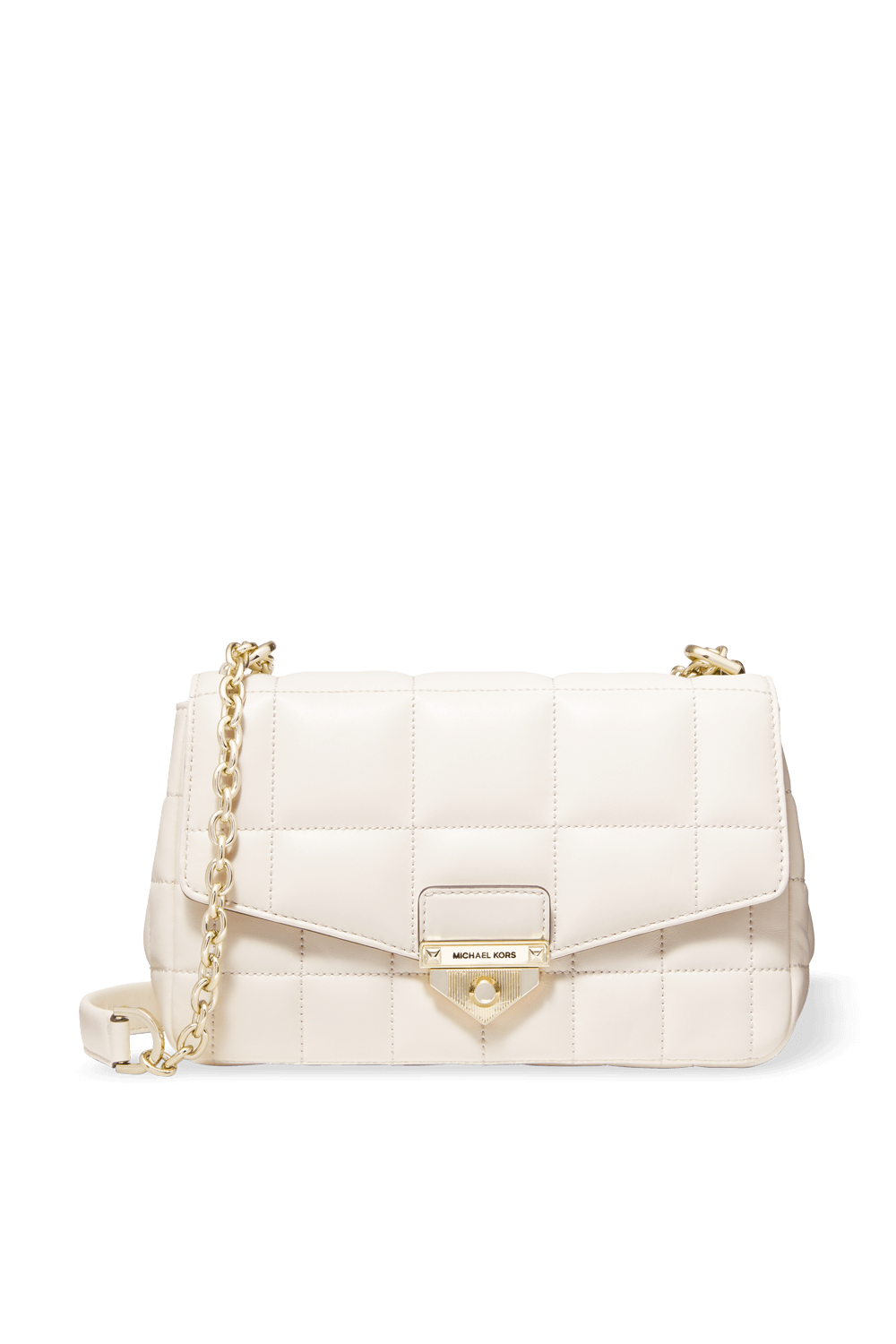 תמונה קידמית של Soho LG Quilted Leather Shoulder Bag in Light Cream