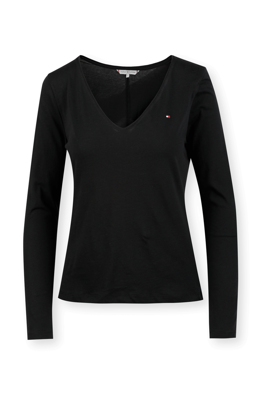 Long Sleeve V-Neck T-Shirt in Black image number null TOMMY HILFIGER