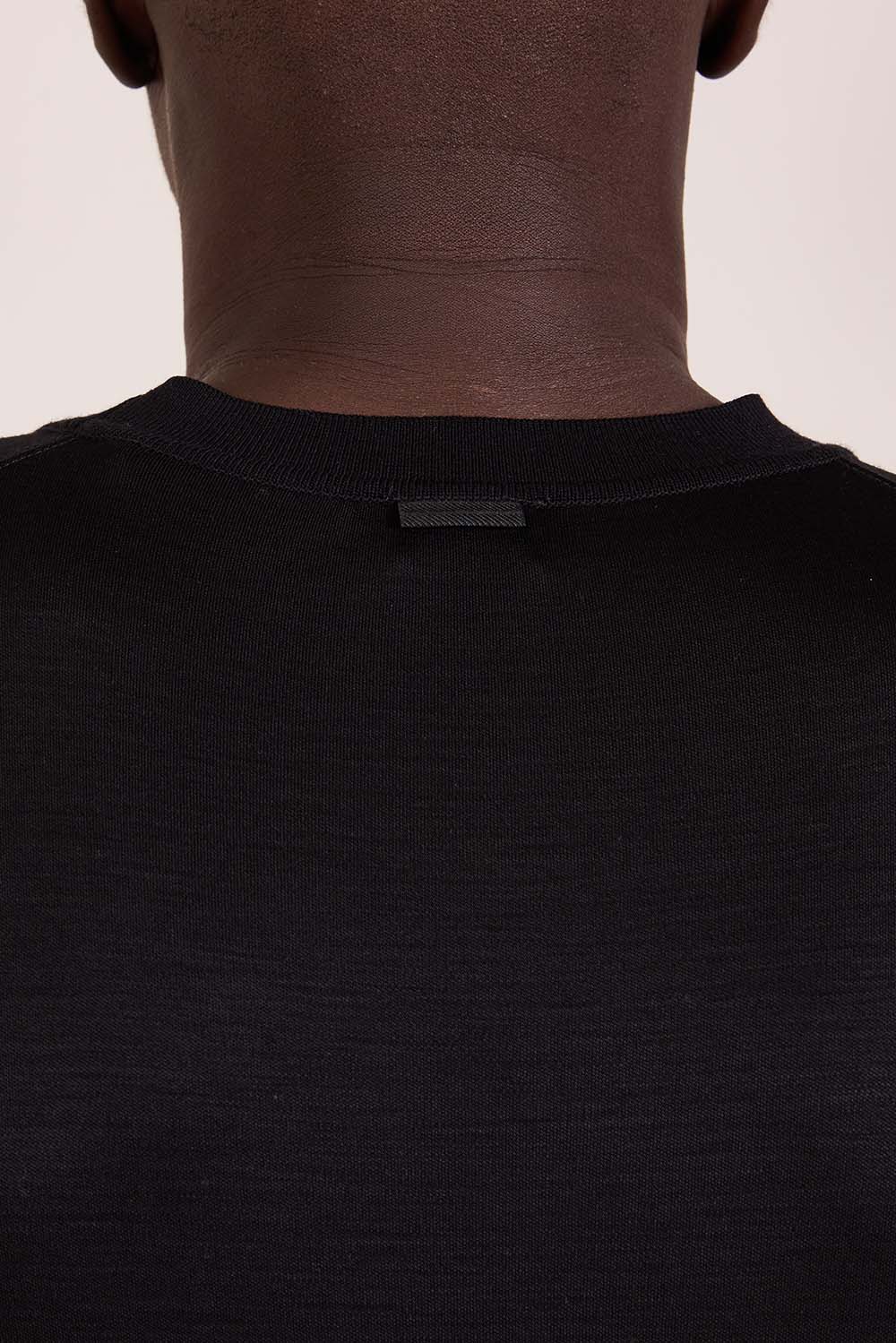 תמונת תקריב דוגמן של חולצת טי מצמר