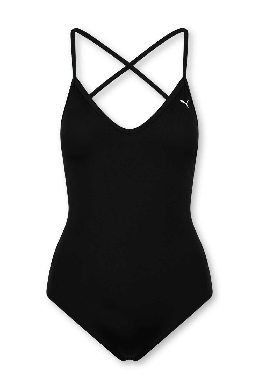 תמונה קידמית של בגד ים שלם שחור עם לוגו