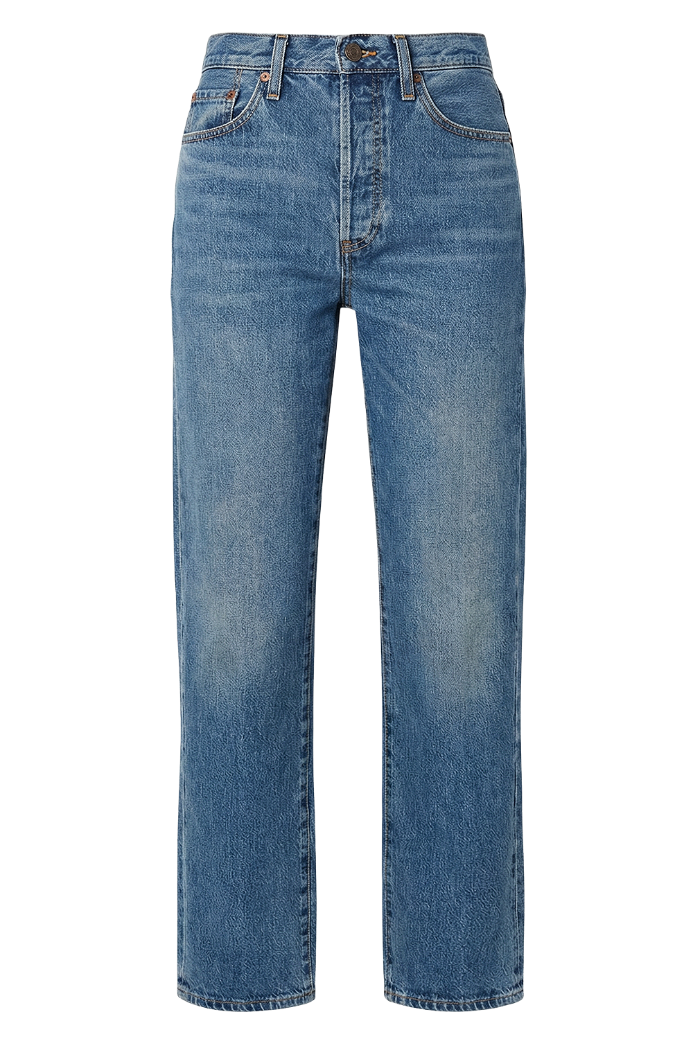 תמונה קידמית של מכנסי ג'ינס בגזרה ישרה