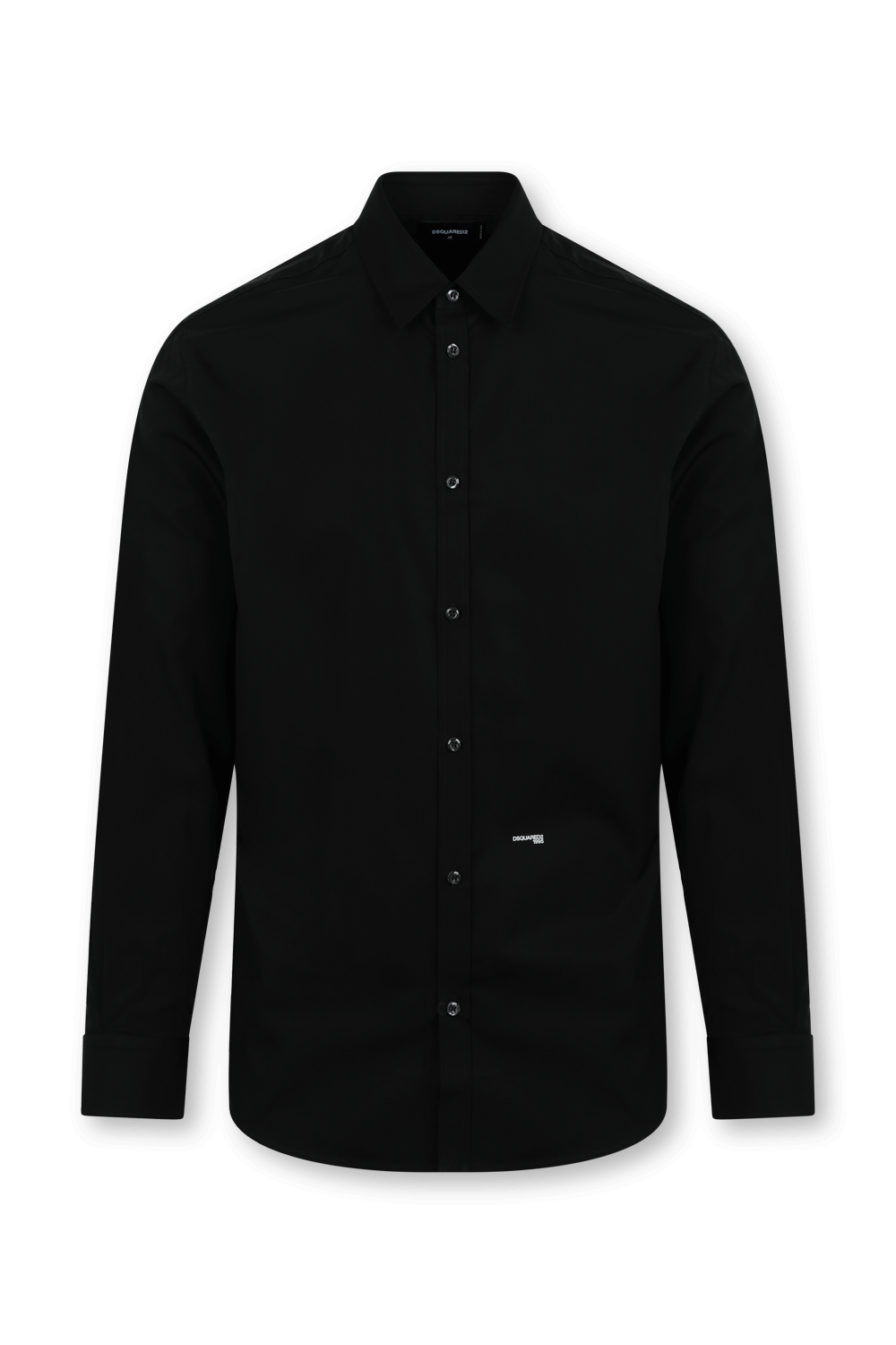חולצת כפתורים שחורה מחויטת מכותנה DSQUARED2