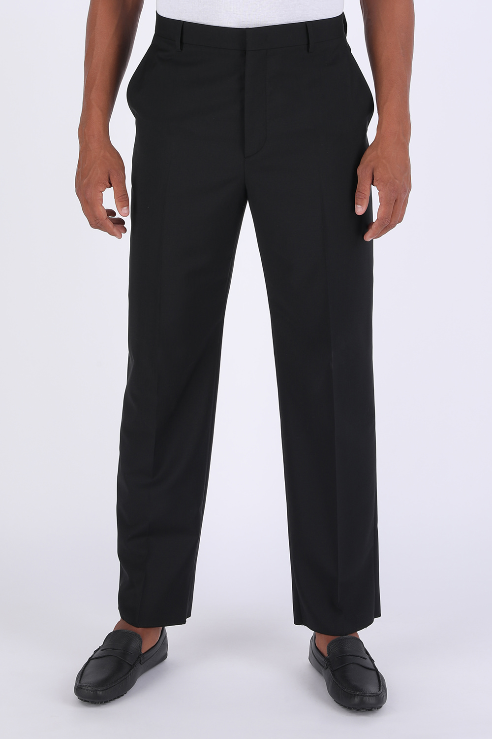 תמונת דוגמן קידמית של מכנסיים מחויטים שחורים מצמר