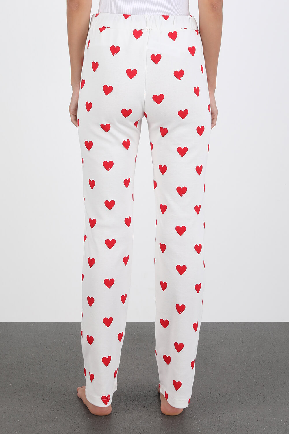 Hearts PJ Pants in White and Red PETIT BATEAU