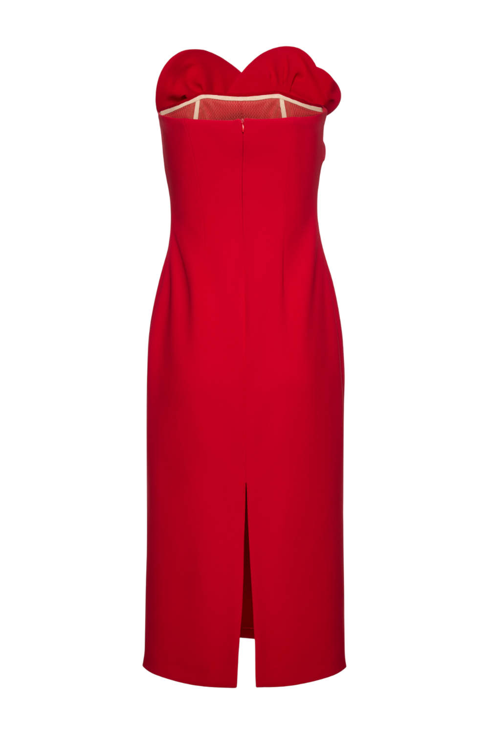 תמונה אחורית של שמלת מידי סטרפלס