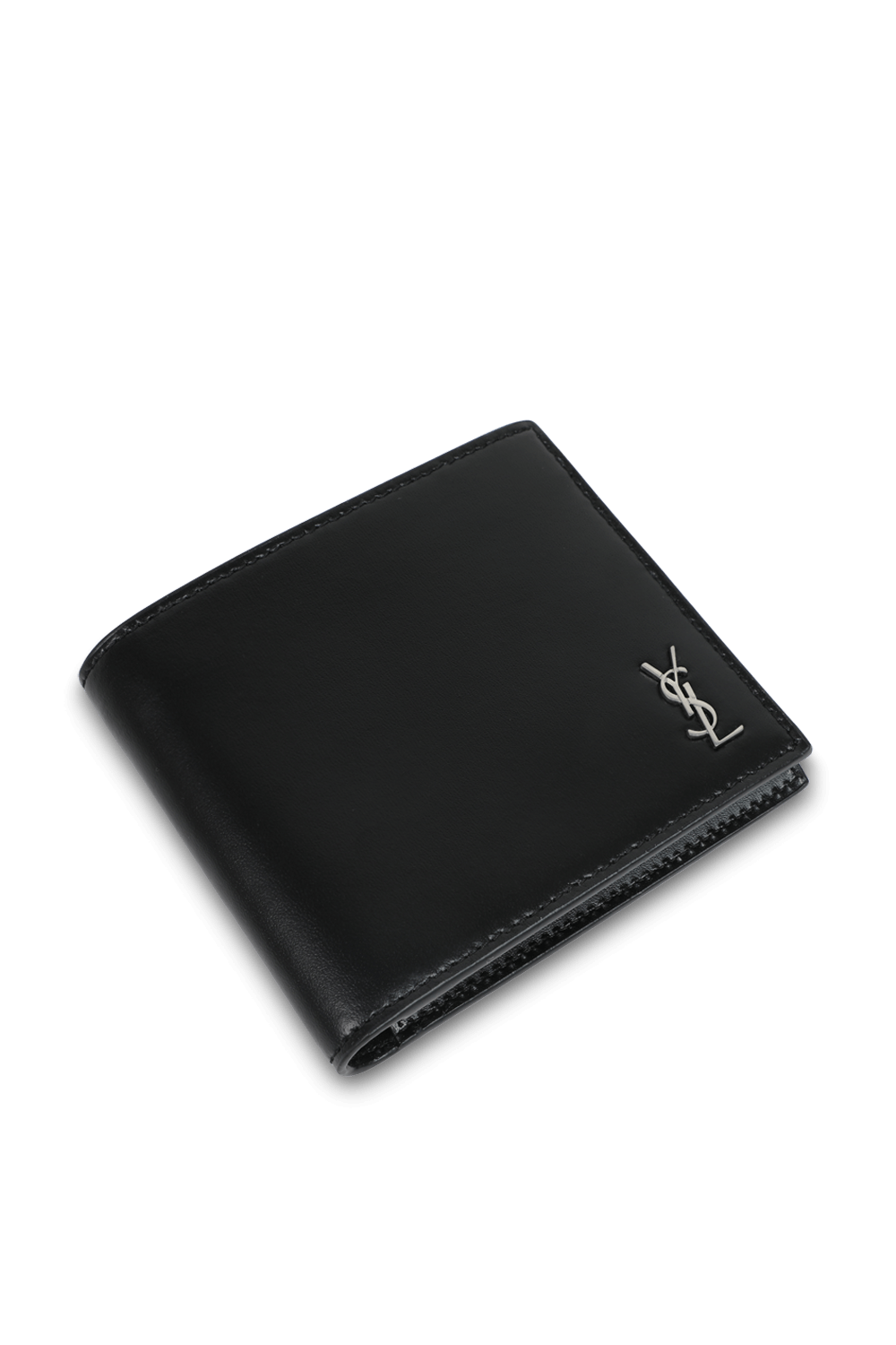 תמונת תקריב של ארנק מעור חלק בגוון שחור