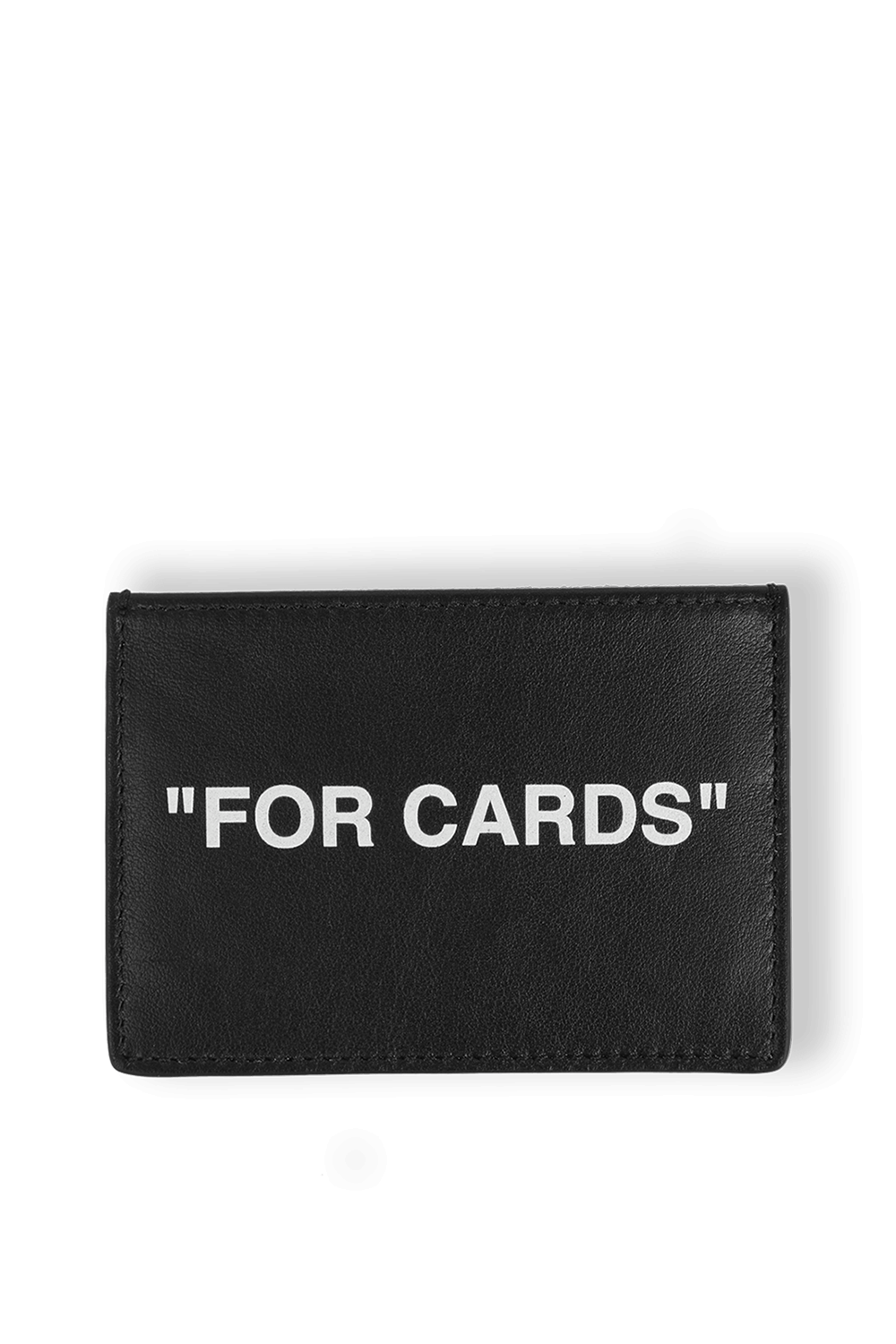 Quote Card Holder in Black Leather OFF WHITE