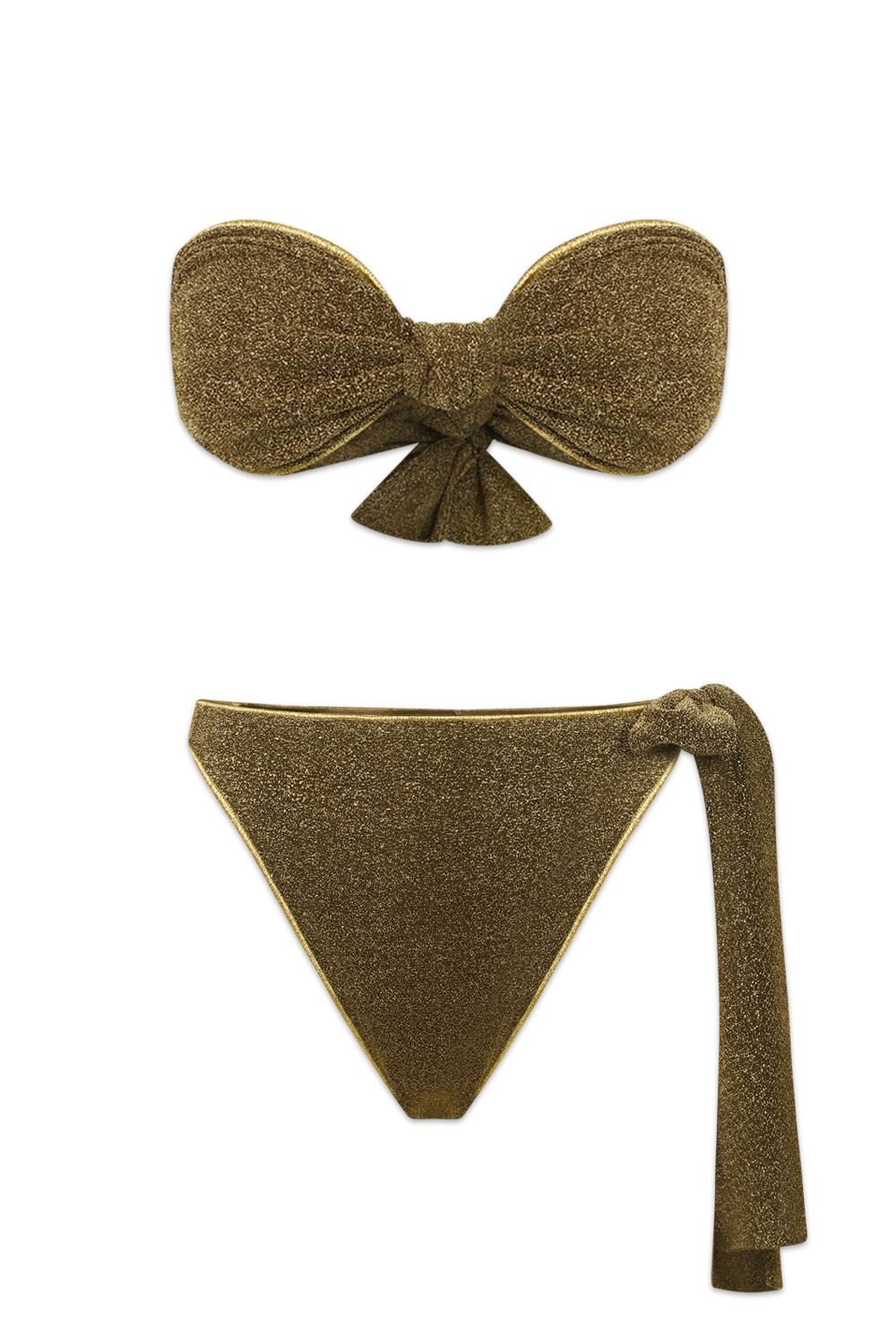 תמונה קידמית של סט ביקיני סטרפלט מבד לורקס מנצנץ