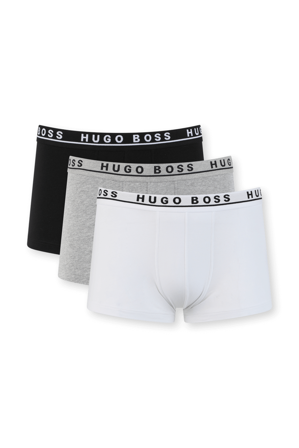 תמונה קידמית של מארז שלושה תחתוני בוקסר בגווני שחור, לבן ואפור