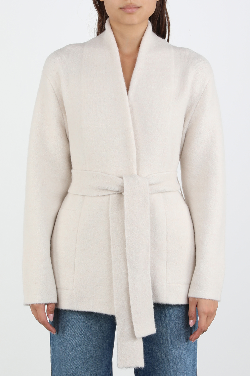 תמונת דוגמן קידמית של Belted Cardigan Coat in Oof White