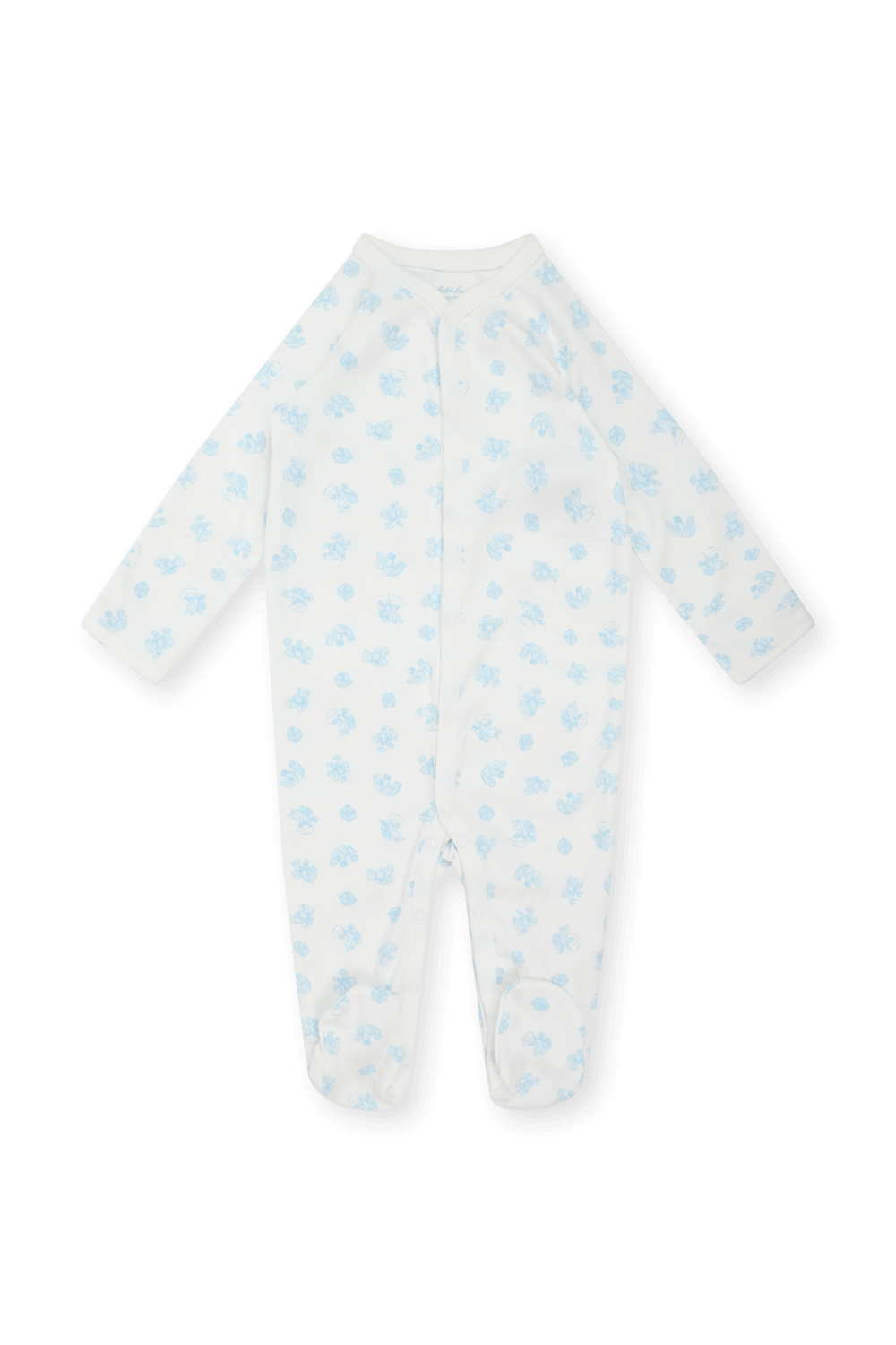 תמונת תקריב של גילאי ניו בורן-9 חודשים מארז מתנה 7 חלקים בגווני כחול ולבן