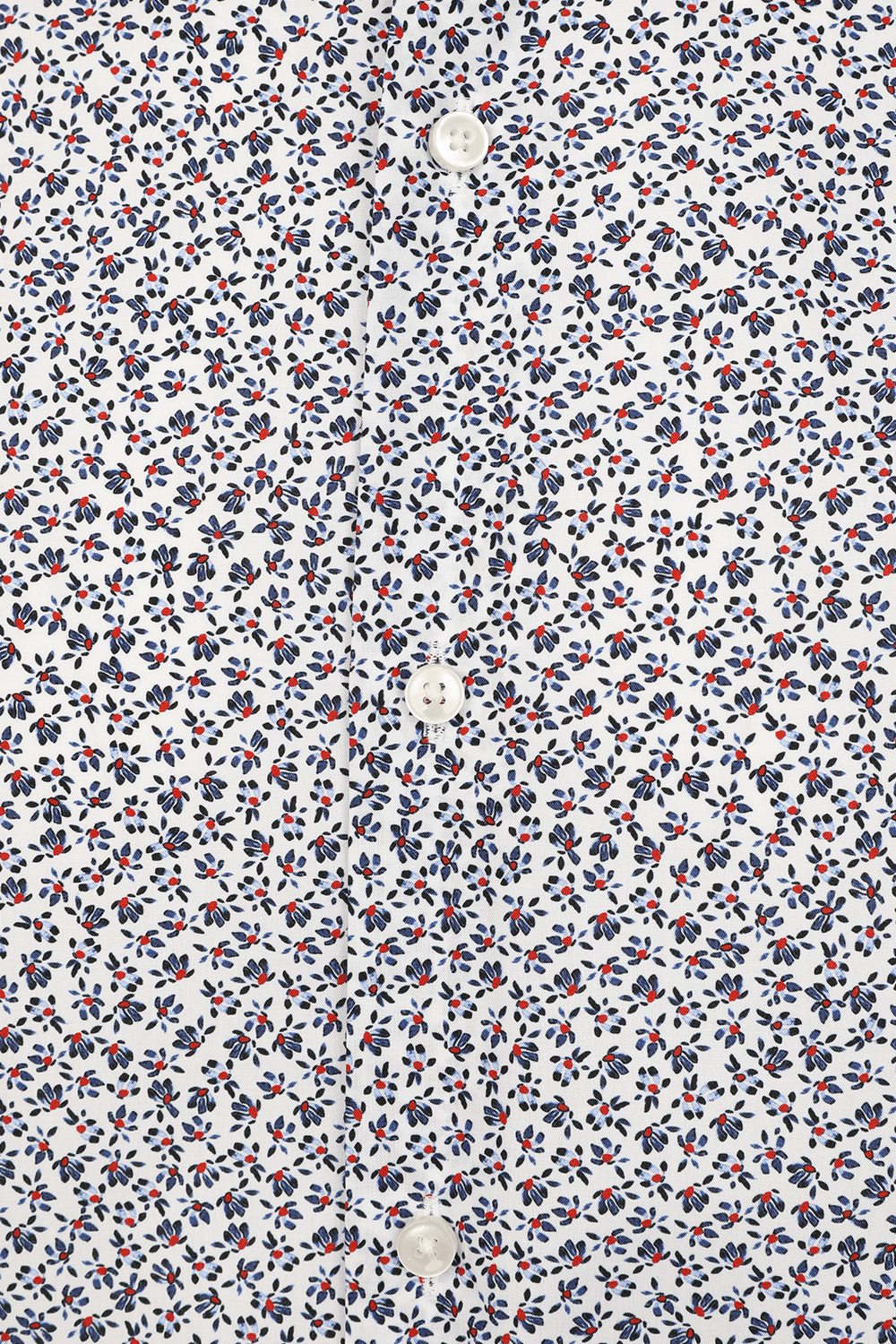 תמונה אחורית של Button Down Flower Print Shirt in Blue and White