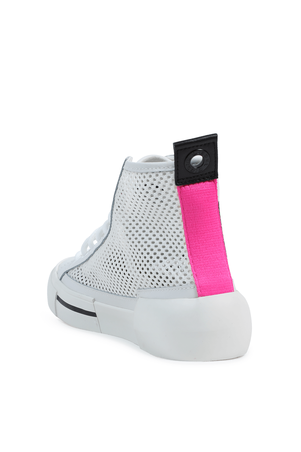 תמונה אחורית של Mesh Logo High Top Sneakers in White