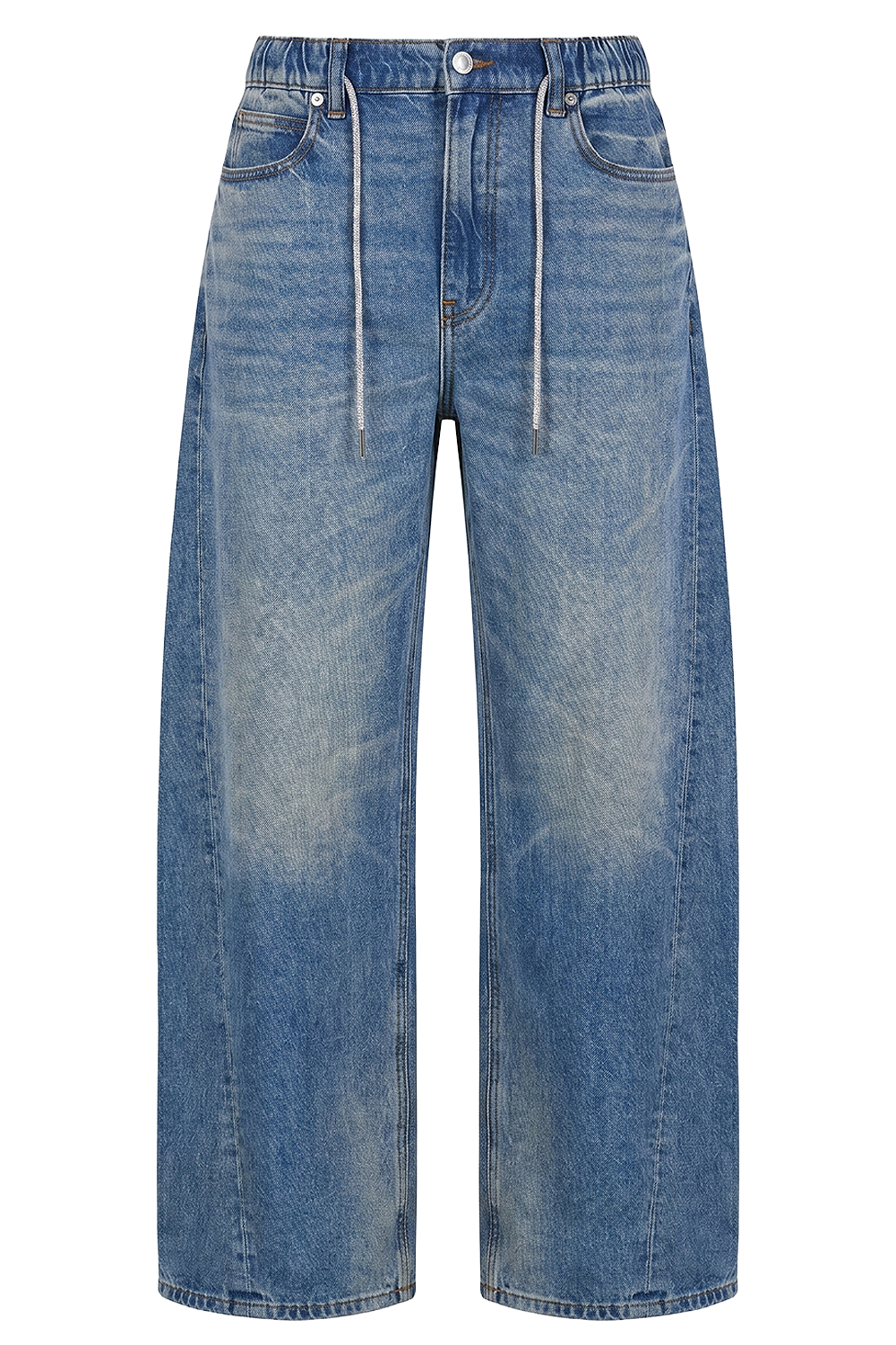 תמונה קידמית של מכנסי ג'ינס בגזרת בלון