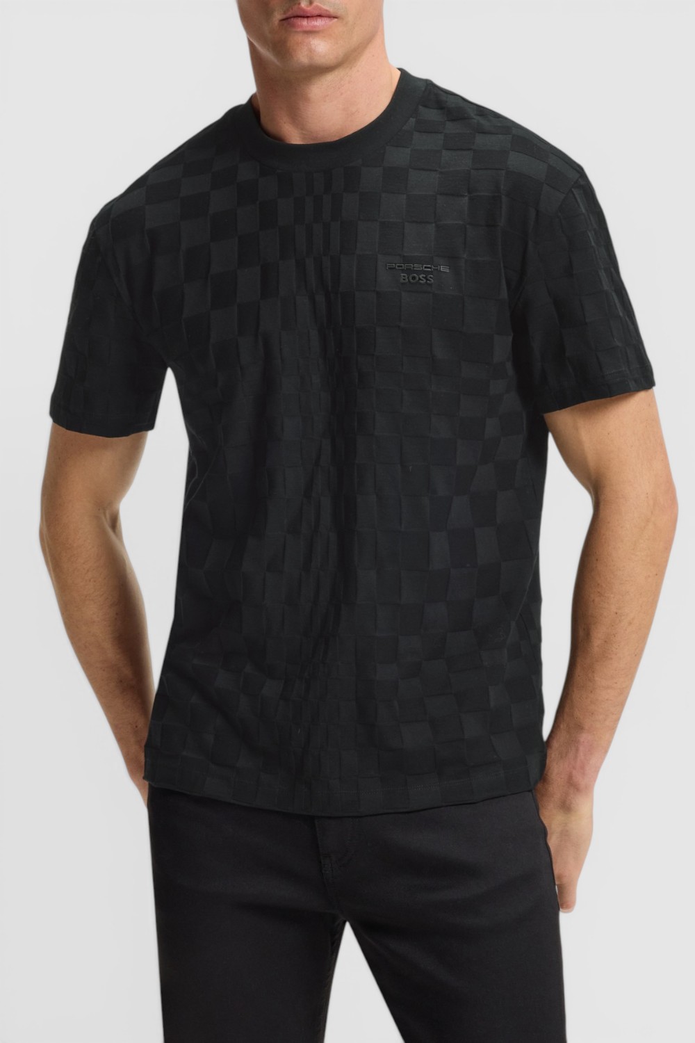 תמונת דוגמן קידמית של חולצת טי בוס X פורשה