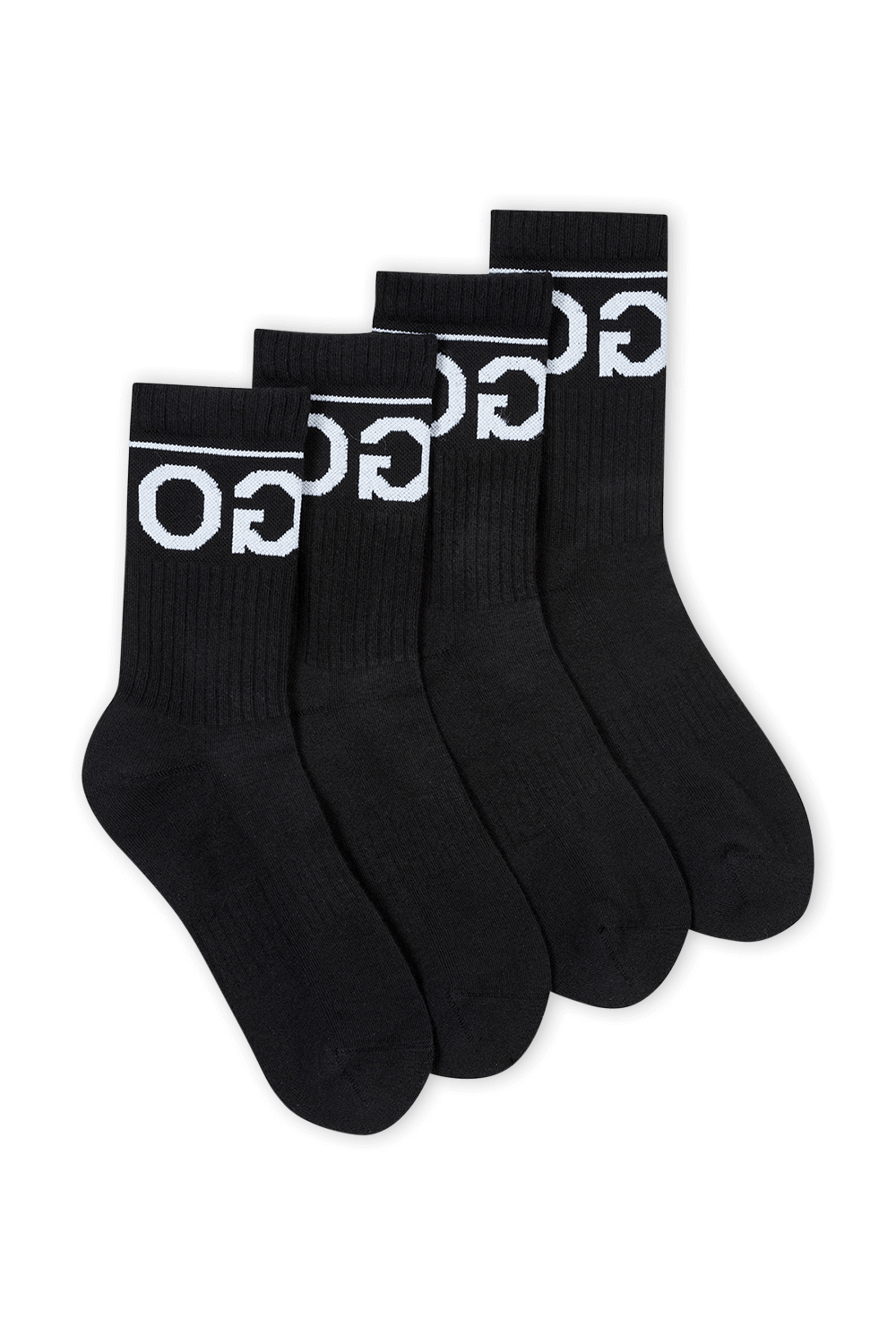 Two Pack of Black Knitted Ankle Socks with Reverse Logo HUGO