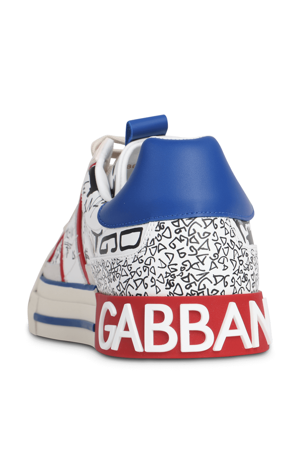 נעלי סניקרס גרפיות מעור עם לוגו בגווני לבן כחול ואדום DOLCE & GABBANA