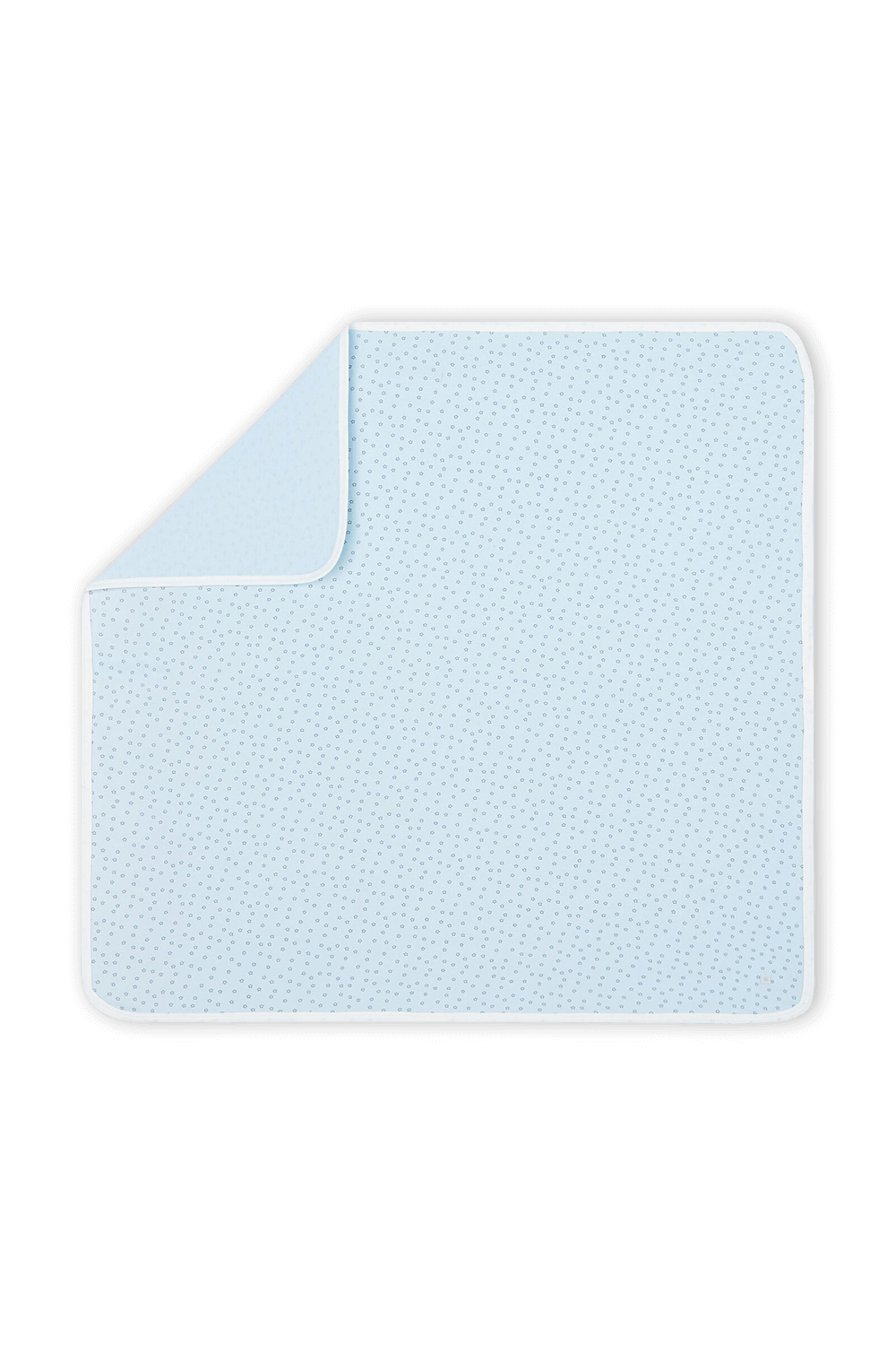 תמונת תקריב של שמיכה תכלת חוסמת קרינה לתינוקות