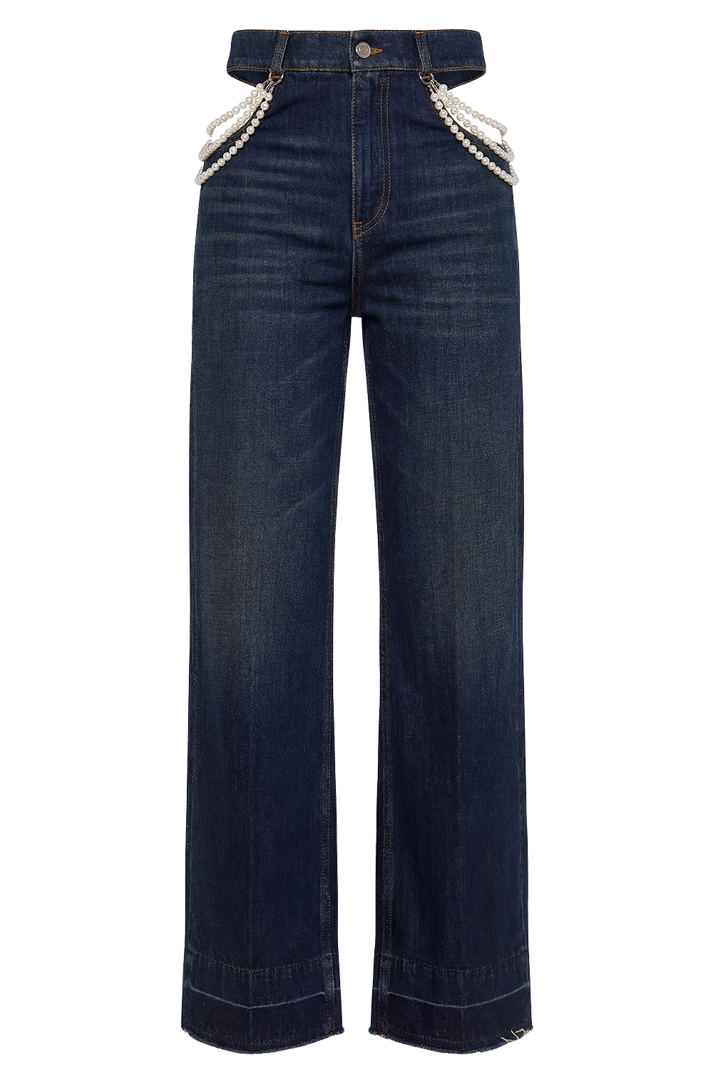 תמונה קידמית של מכנסי ג'ינס בגזרה ישרה