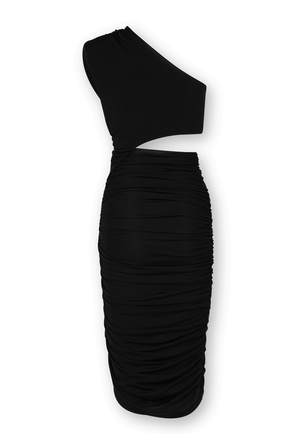 תמונה אחורית של Asymetrical Midi Dress in Black