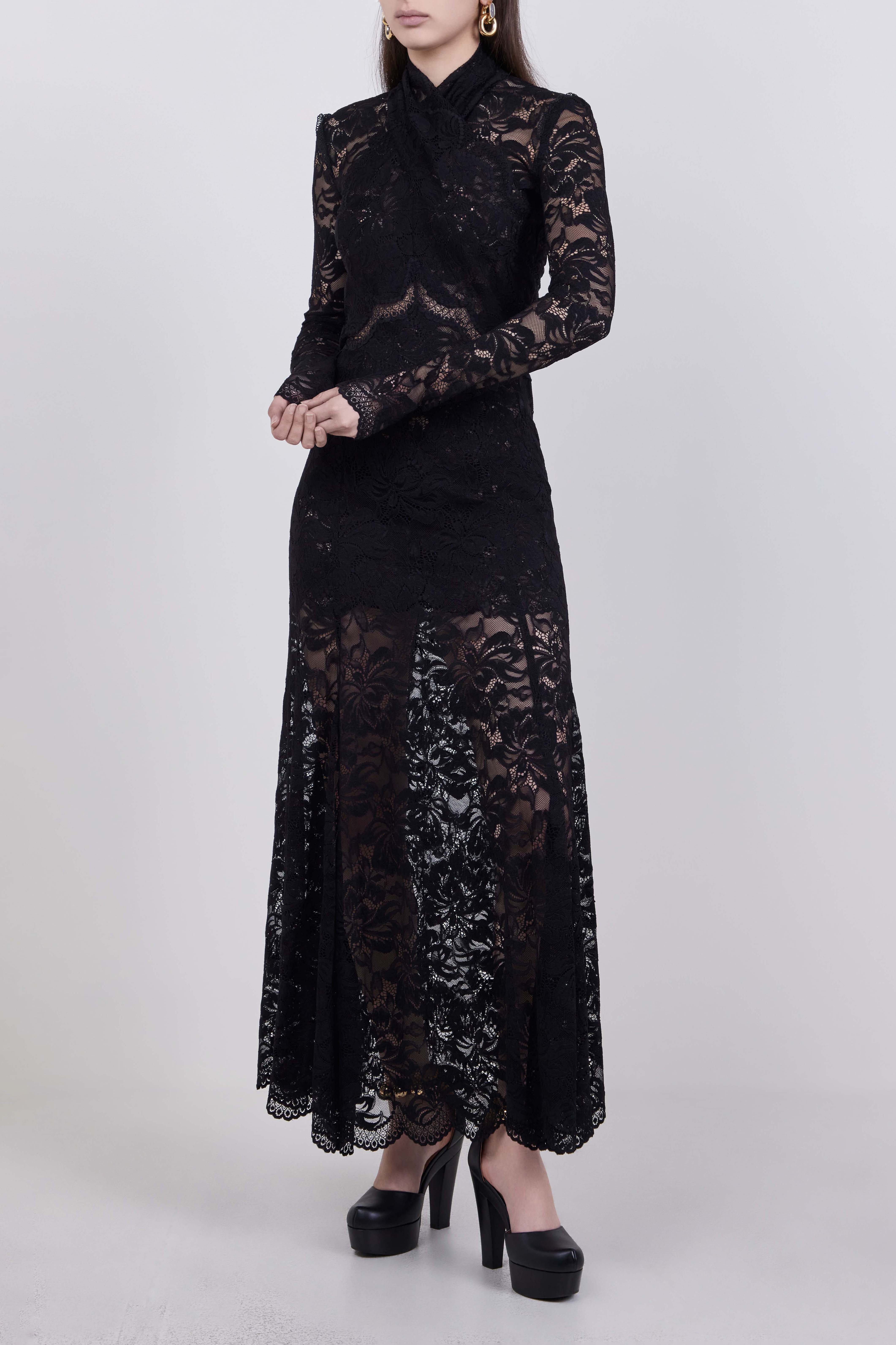 תמונת דוגמן קידמית של שמלת מקסי תחרה