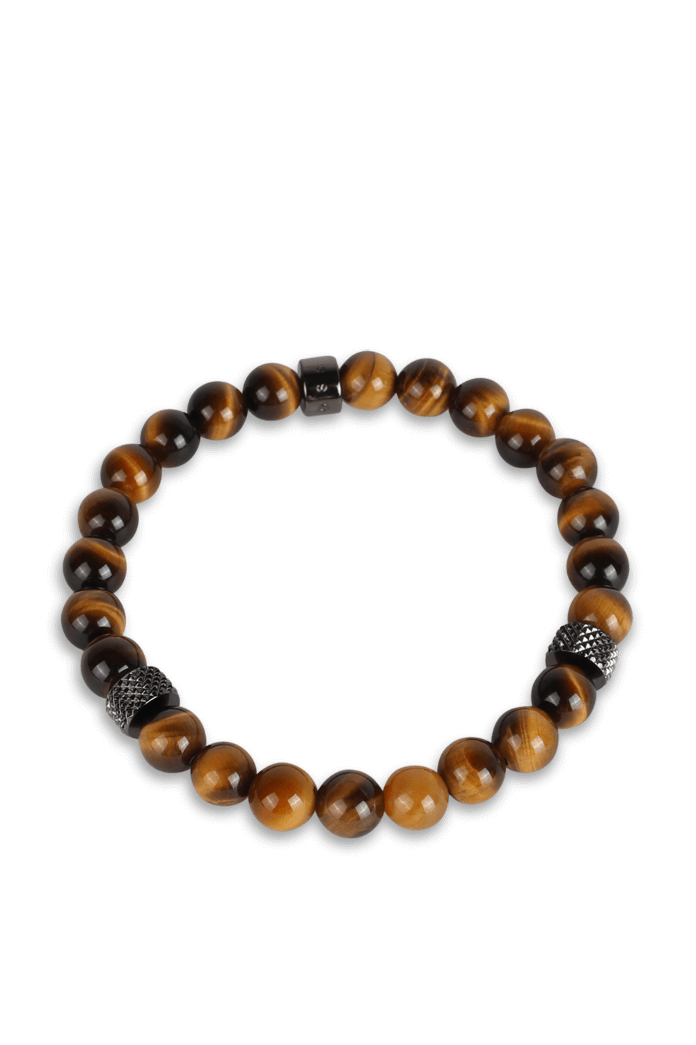 תמונה קידמית של צמיד חרוזי טייגר איי בגוון חום