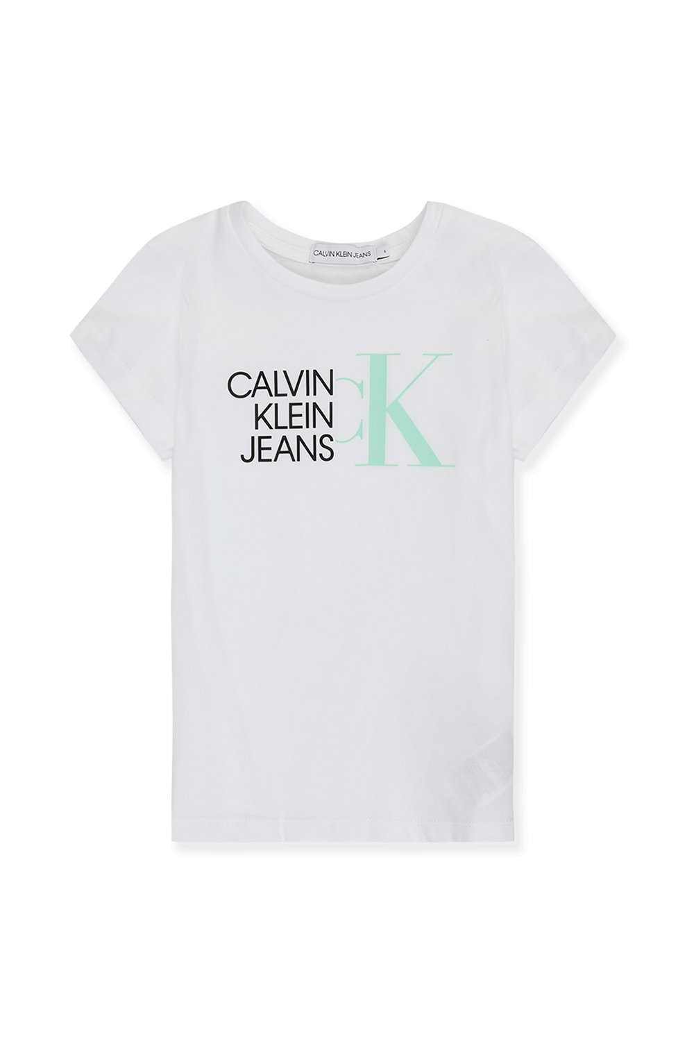 גילאי 4-16 חולצת טי לוגו משולב בלבן CALVIN KLEIN