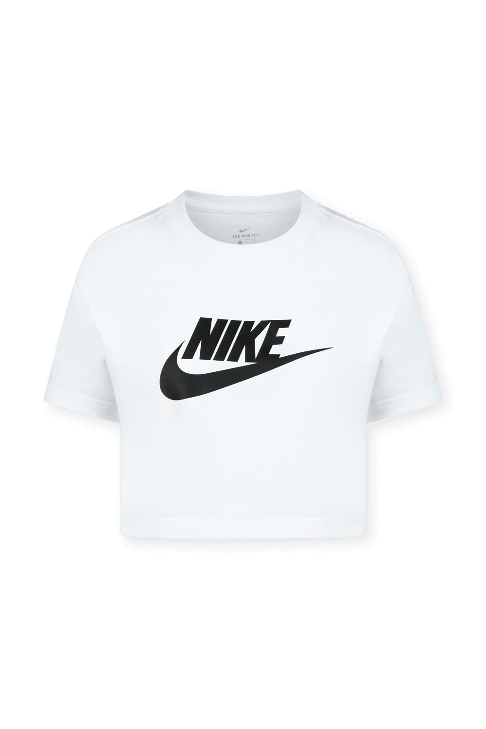 תמונה קידמית של חולצת קרופ לבנה עם לוגו