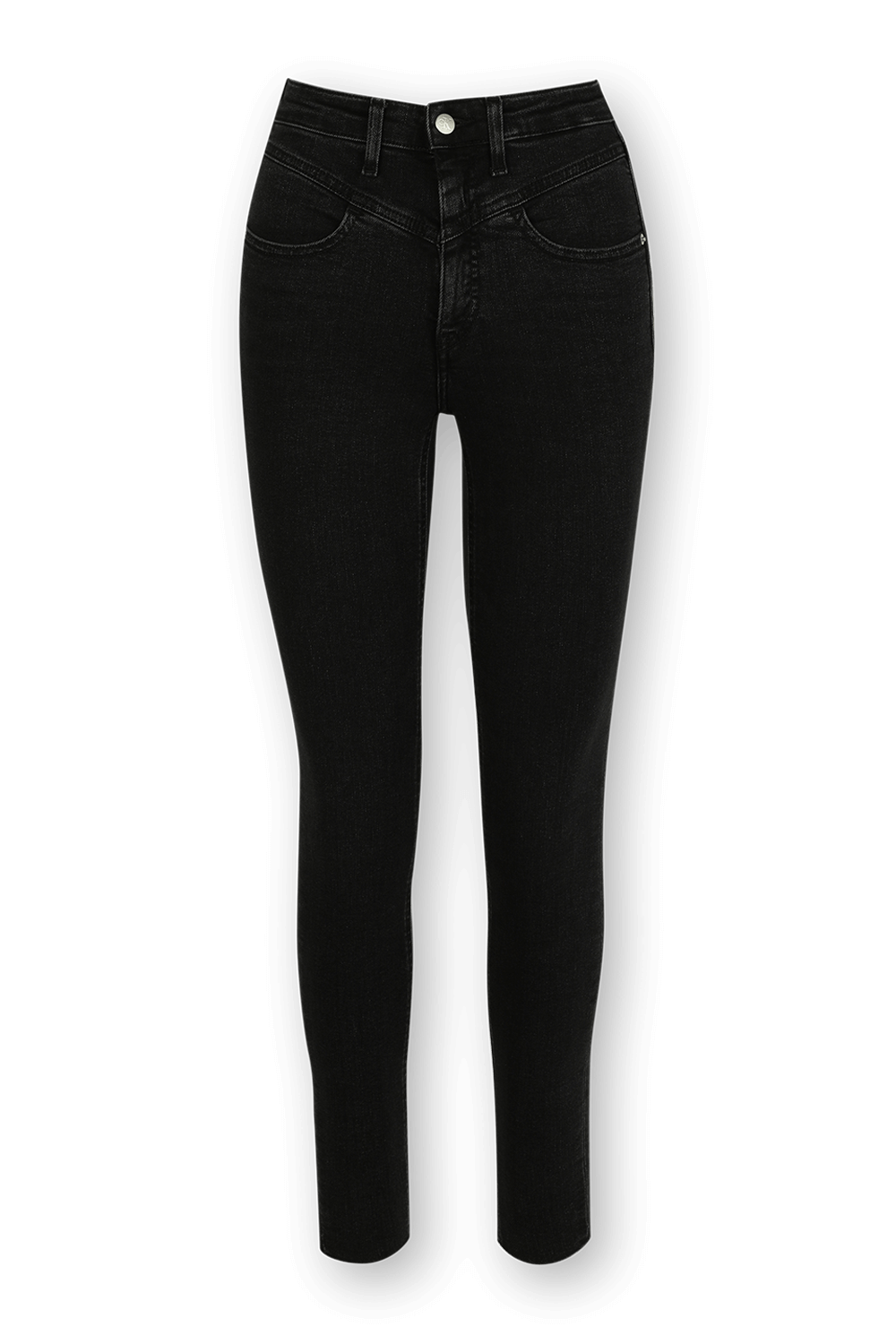 תמונה קידמית של High Rise Super Skinny Ankle Jeans in Black Wash