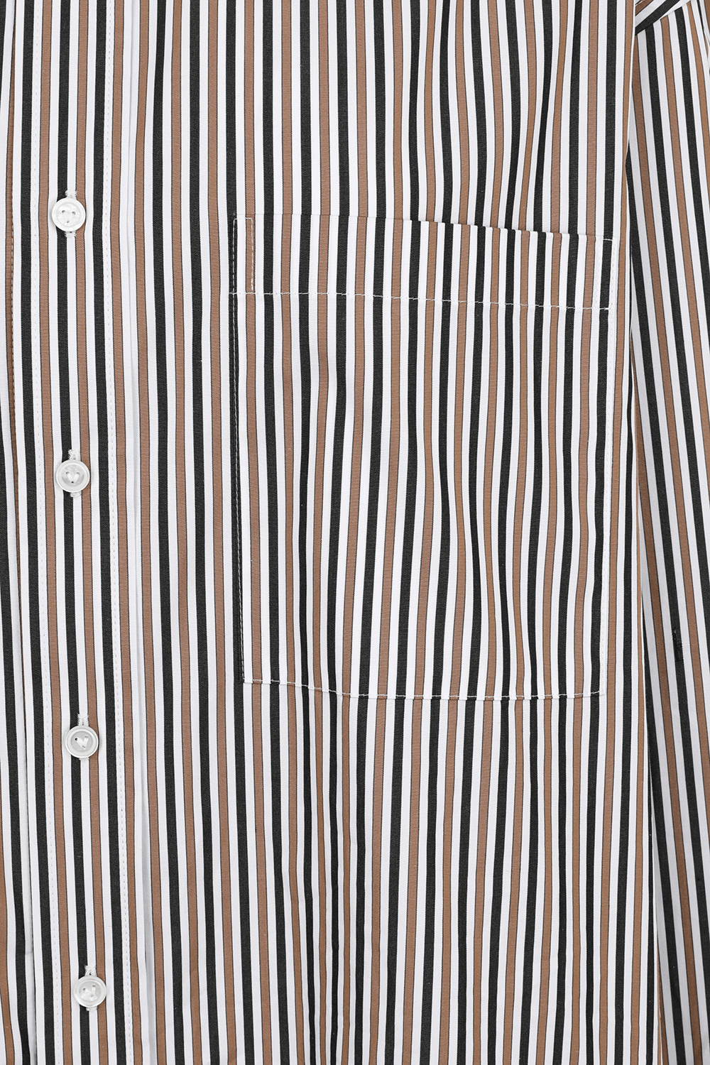 תמונה אחורית של חולצת פסים אוברסייז מכופתרת מכותנת פופלין