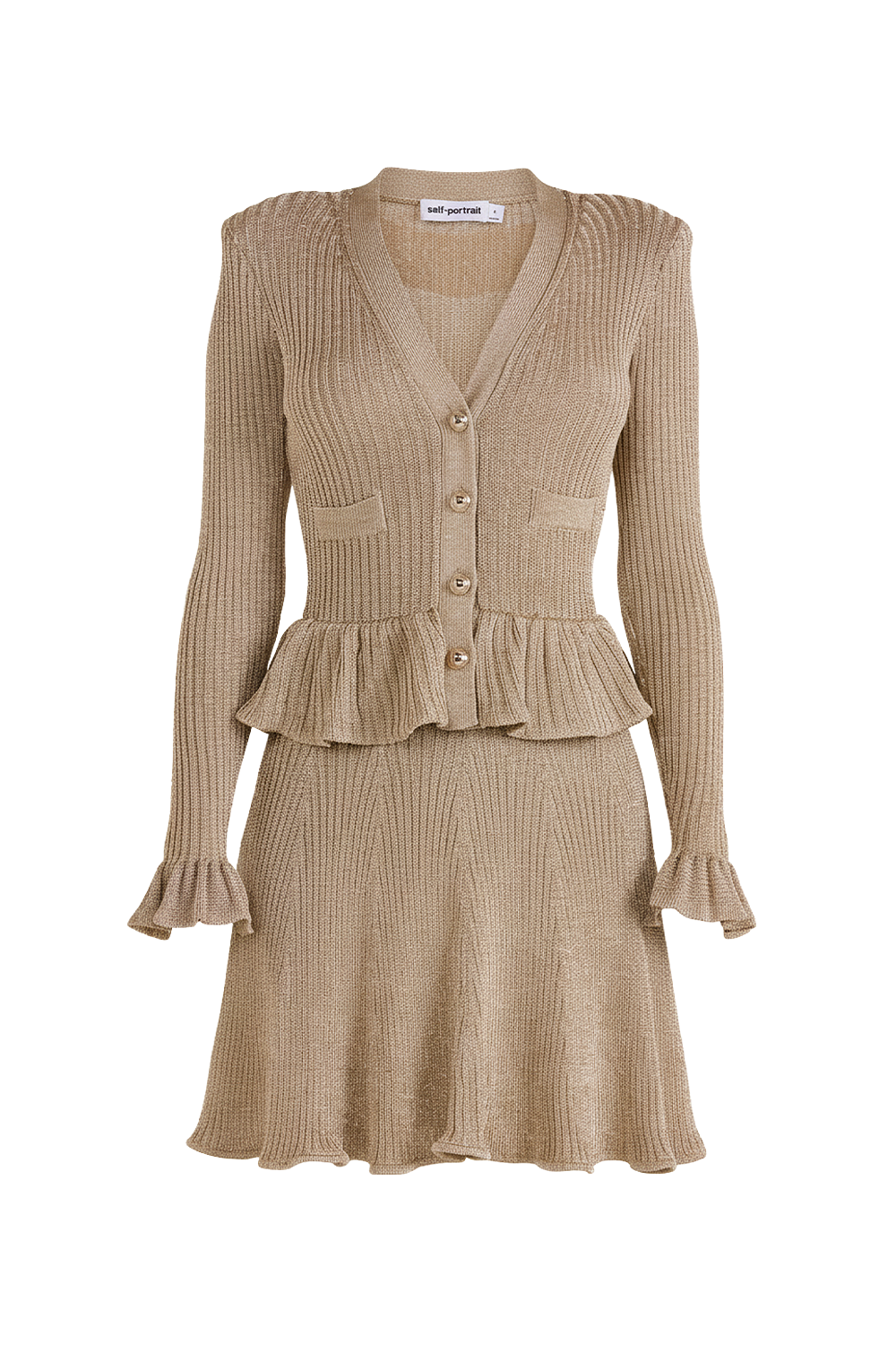 תמונה קידמית של שמלת סריג מיני