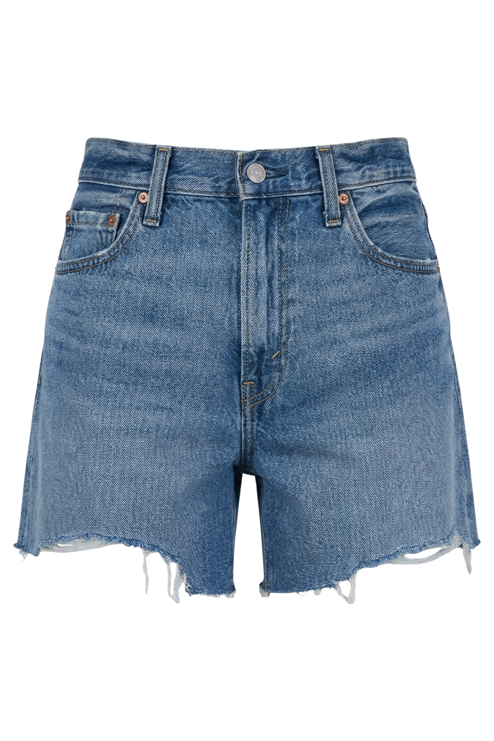 תמונה קידמית של מכנסי ג&rsquo;ינס קצרים ריבקייג