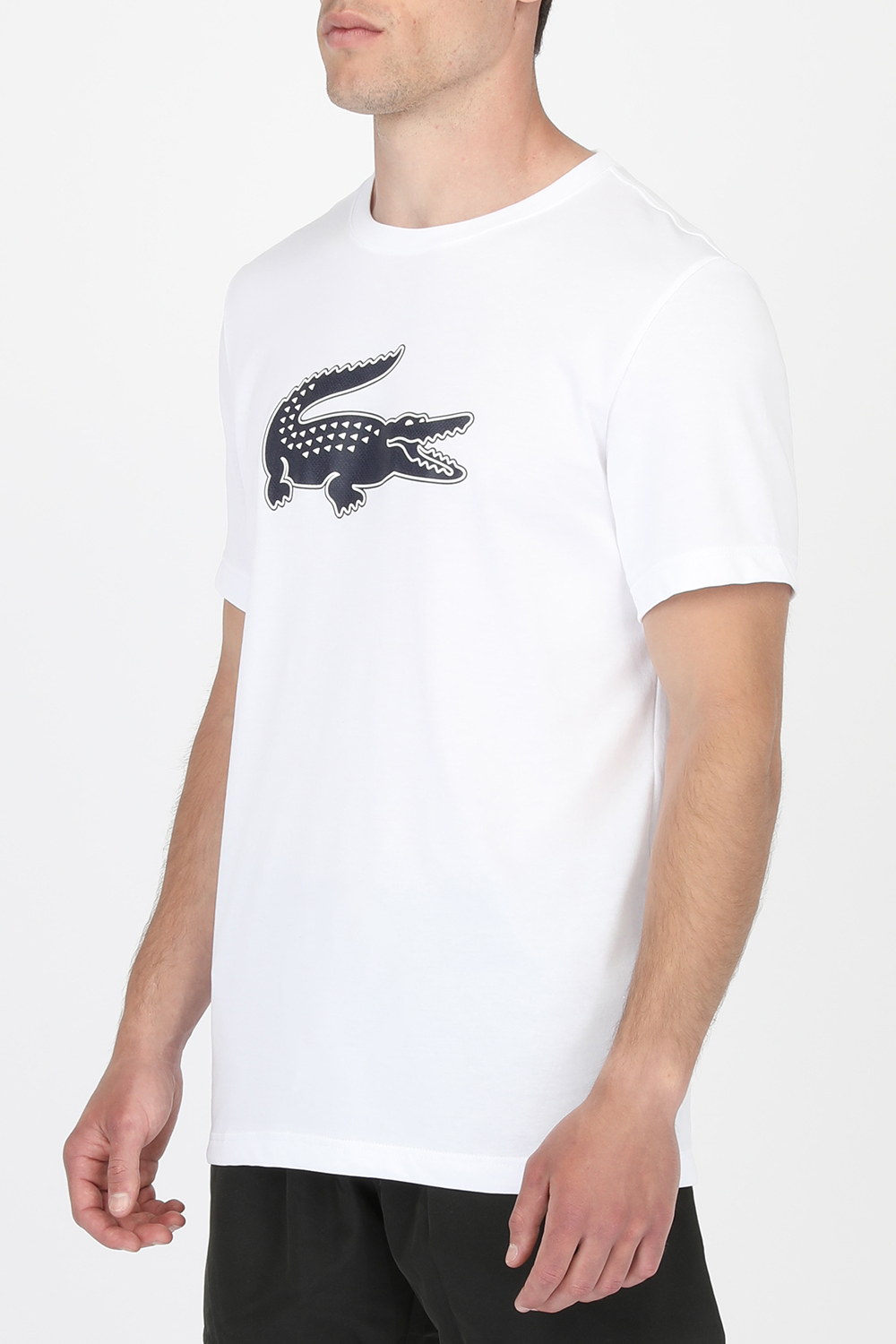 חולצת טי לבנה עם הדפס תנין LACOSTE