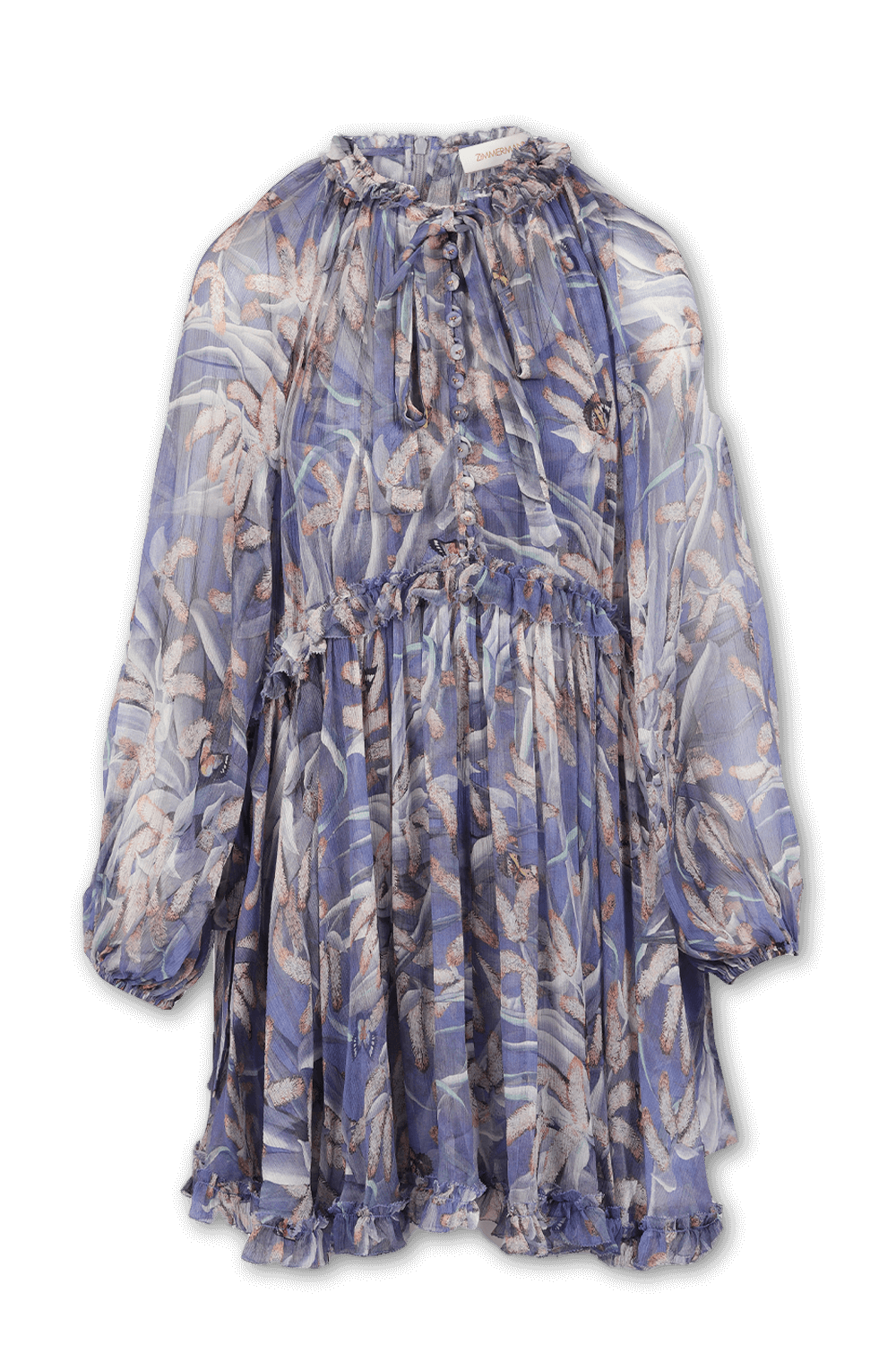 תמונה קידמית של Botanica Drawn Mini Dress in Purple