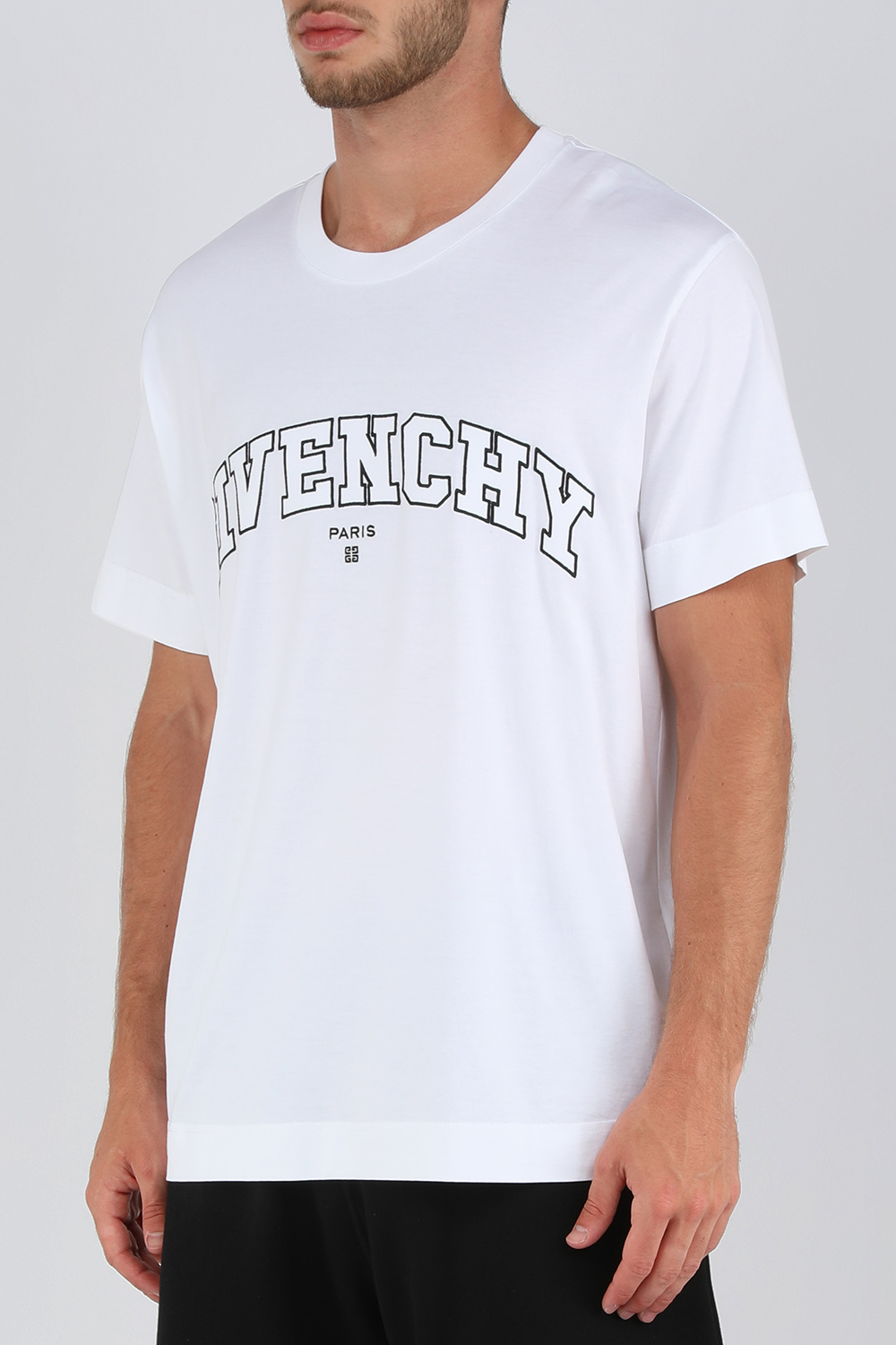 חולצת טי קולג' לבנה עם לוגו רקום GIVENCHY